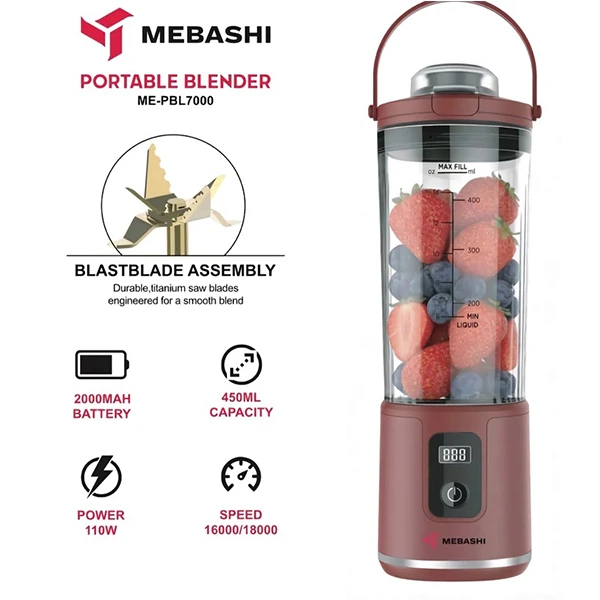 شیکر شارژی مباشی مدل ME-PBL7000 ظرفیت 450 میلی‌لیتر