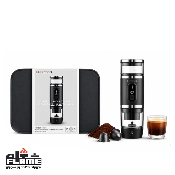 Lepresso PORTABREW 4-in-1 Portable Espresso Machine with Milk Frother Model LPCFFM4IN1BK