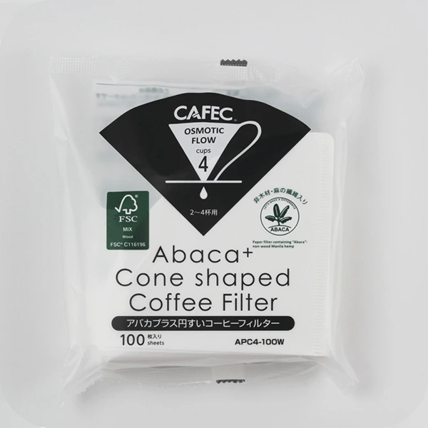 فیلتر قهوه مخروطی کفک 100 عددی مدل +Abaca 